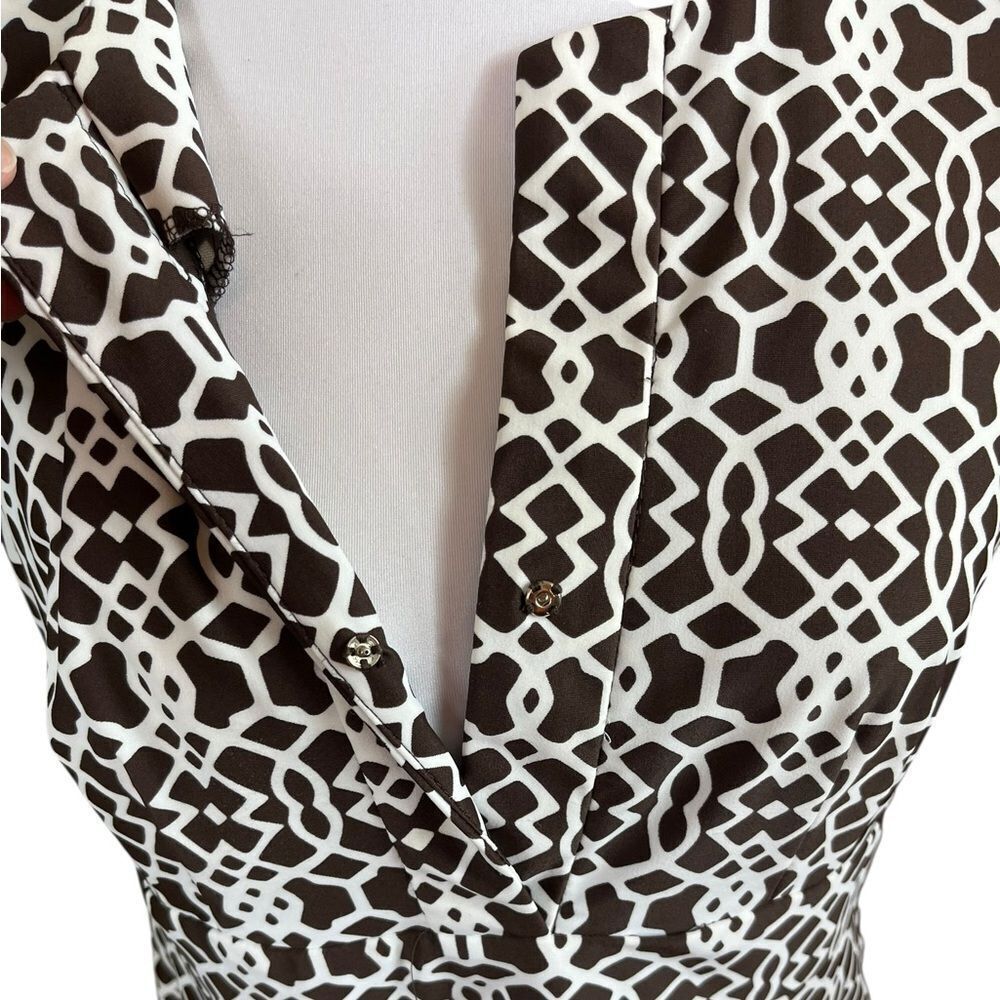 J. Mclaughlin Brown And White Patterned Sleeveles… - image 3